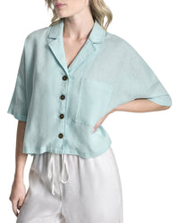 Dkny Collared Linen Blouse