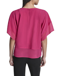 Dkny Dolman Sleeve Mix Media Top