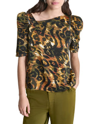 Dkny Asymmetrical Short Sleeve Top