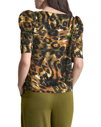 Dkny Asymmetrical Short Sleeve Top