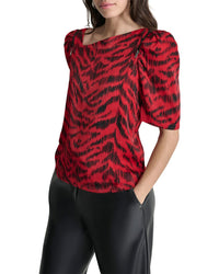 Dkny Asymmetrical Short Sleeve Top