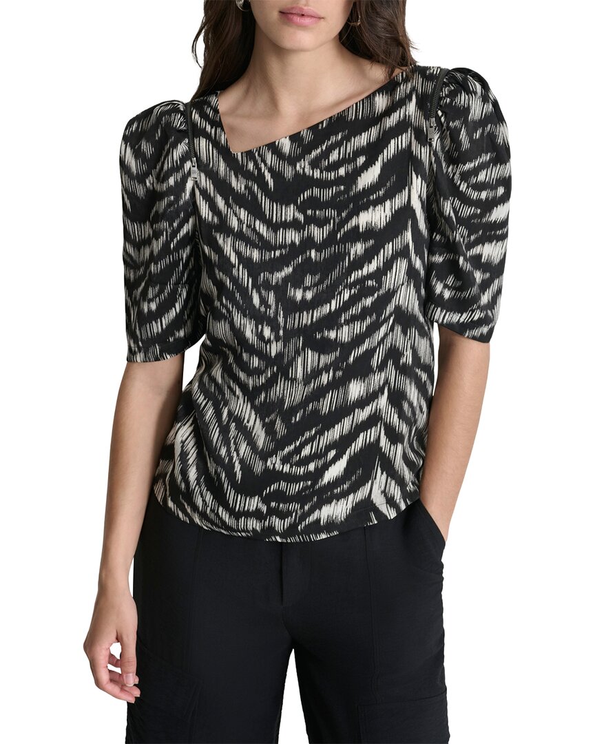 Dkny Asymmetrical Short Sleeve Top