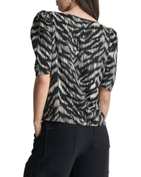 Dkny Asymmetrical Short Sleeve Top