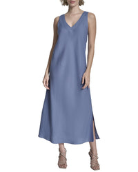 Dkny V-Neck Panel Linen Dress