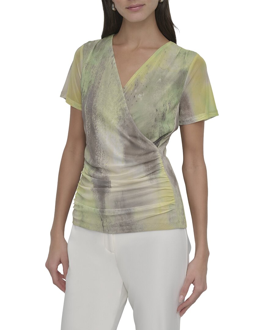 Dkny Faux Wrap Knit Top