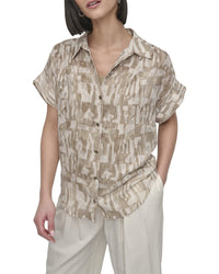 Dkny Short Sleeve Button Top