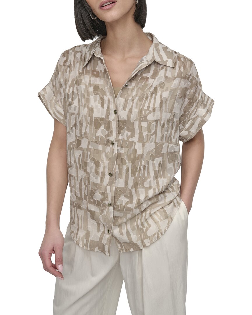 Dkny Short Sleeve Button Top