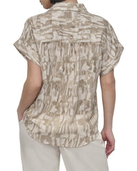 Dkny Short Sleeve Button Top