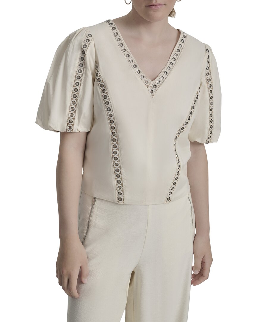 Dkny V-Neck Bubble Sleeve Top