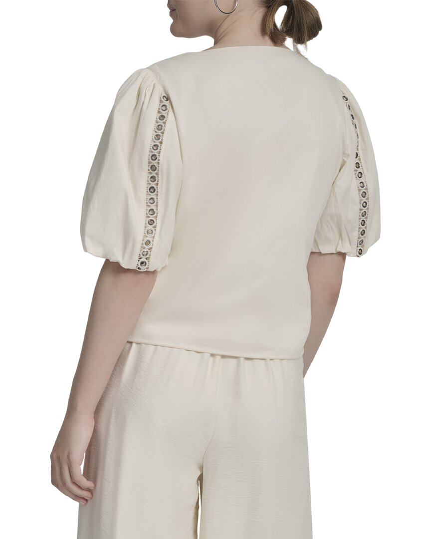 Dkny V-Neck Bubble Sleeve Top