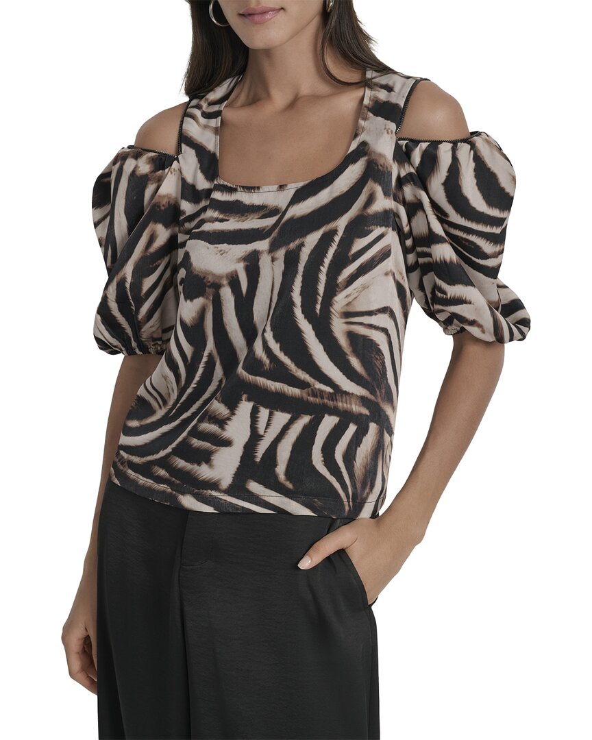 Dkny Asymmetrical Short Sleeve Top