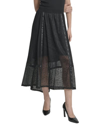 Dkny Overlay Leopard Skirt