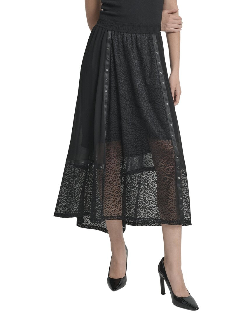 Dkny Overlay Leopard Skirt