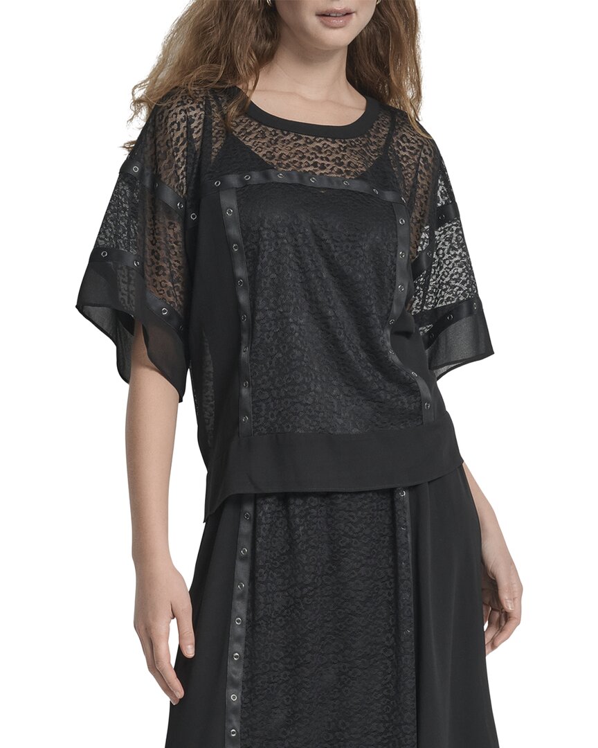 Dkny Leopard Overlay Top