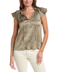 Dkny Ruffle Neck Tie Top