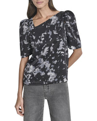 Dkny Asymmetrical Short Sleeve Top