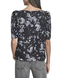 Dkny Asymmetrical Short Sleeve Top