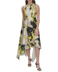 Dkny Printed Paneled Midi Dress