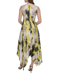 Dkny Printed Paneled Midi Dress