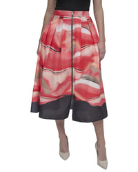 Dkny Front Zip Border Print Skirt