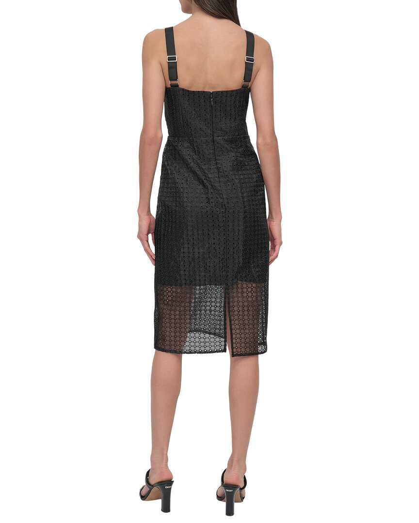 dkny cocktail dresses DKNY womens Circle Organza Eyelet Midi Dress, 12, Women's, Black
