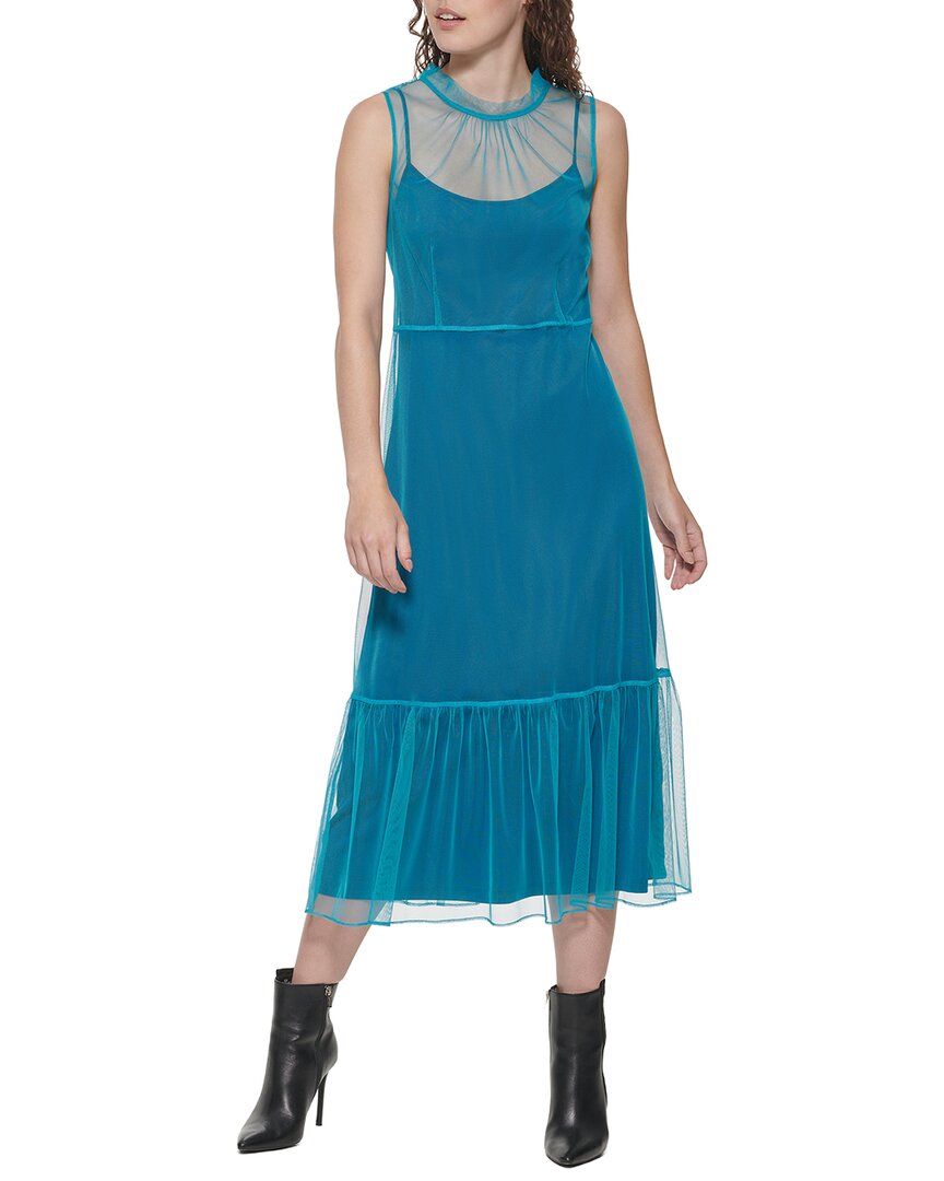 Dkny Tulle Overlay Midi Dress