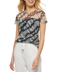 Dkny Printed Mesh Top