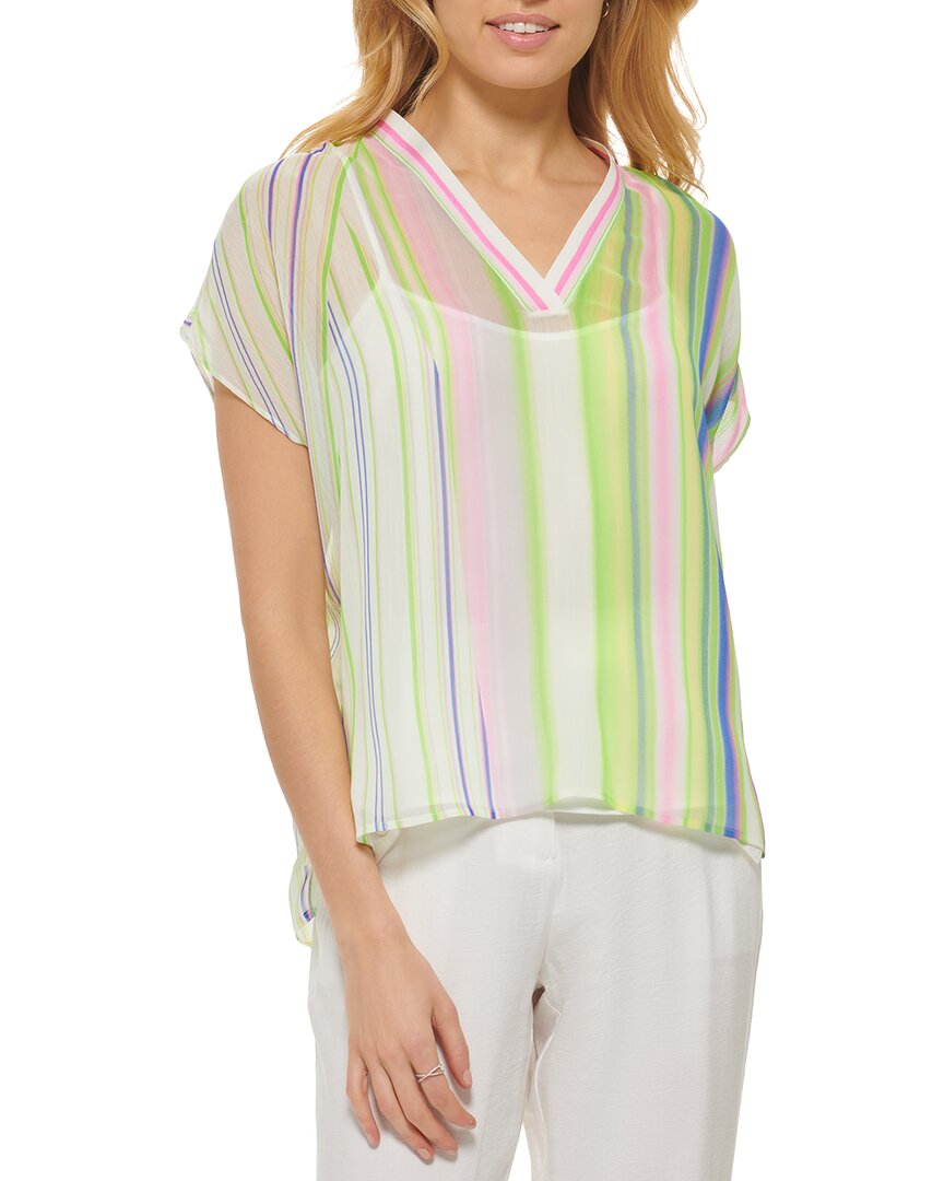 Dkny Striped V-Neck Shirt