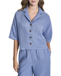 Dkny Convertible Collar Linen Shirt