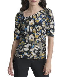 Dkny Asymmetrical Neck Printed Top