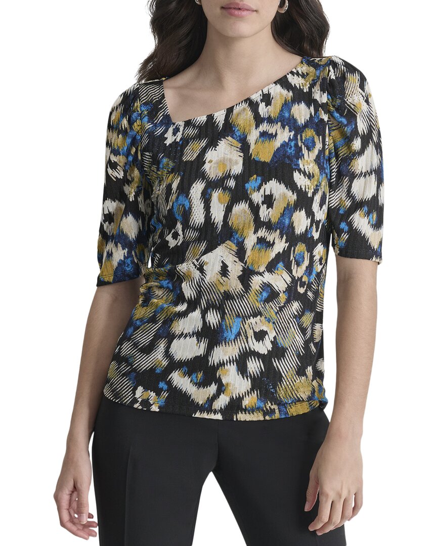 Dkny Asymmetrical Neck Printed Top