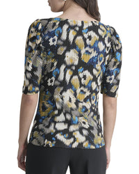 Dkny Asymmetrical Neck Printed Top