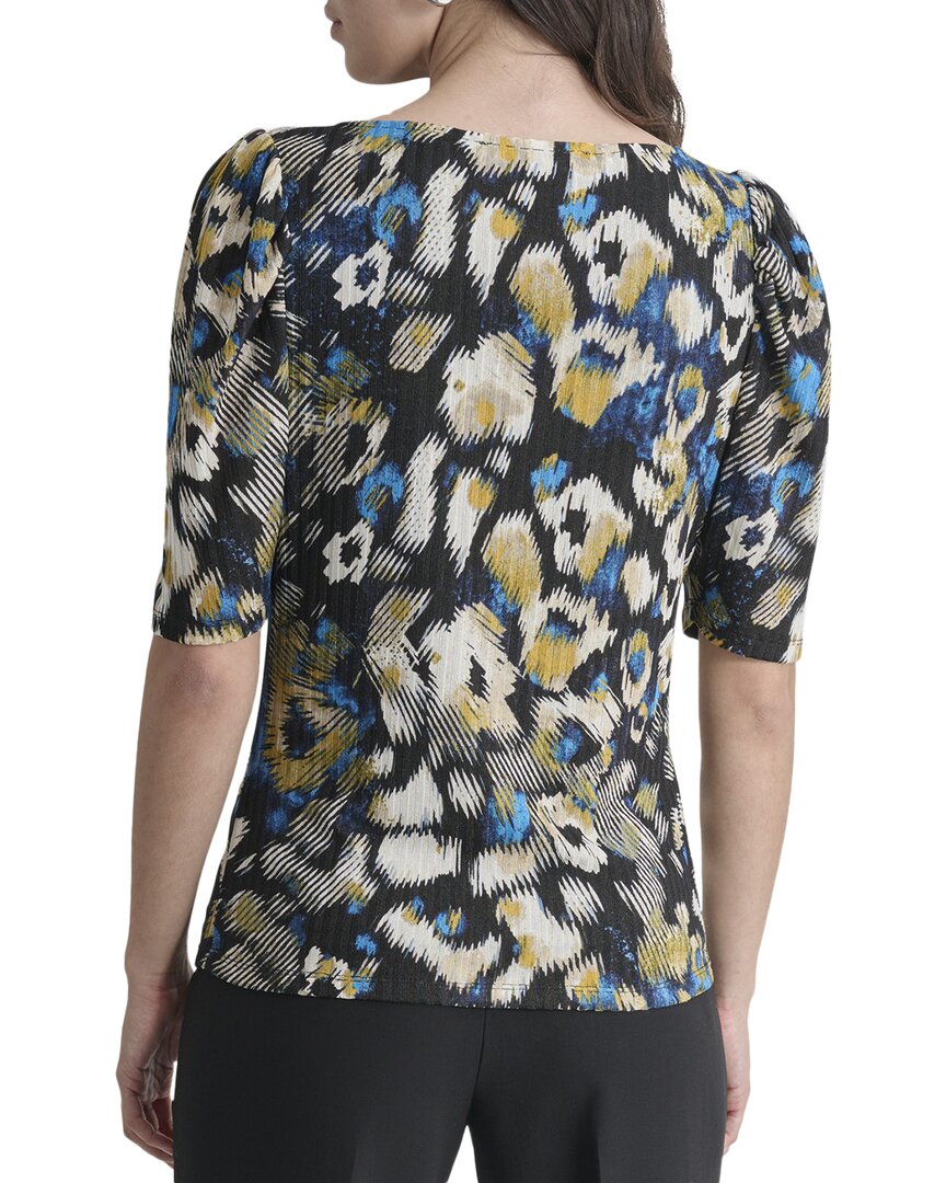 Dkny Asymmetrical Neck Printed Top