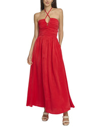 Dkny Satin Ruch Front Midi Dress