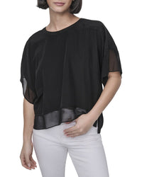 Dkny Dolman Sleeve Mix Media Top