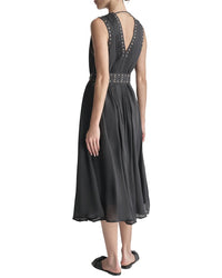 Dkny V-Neck Drapey Organza Dress