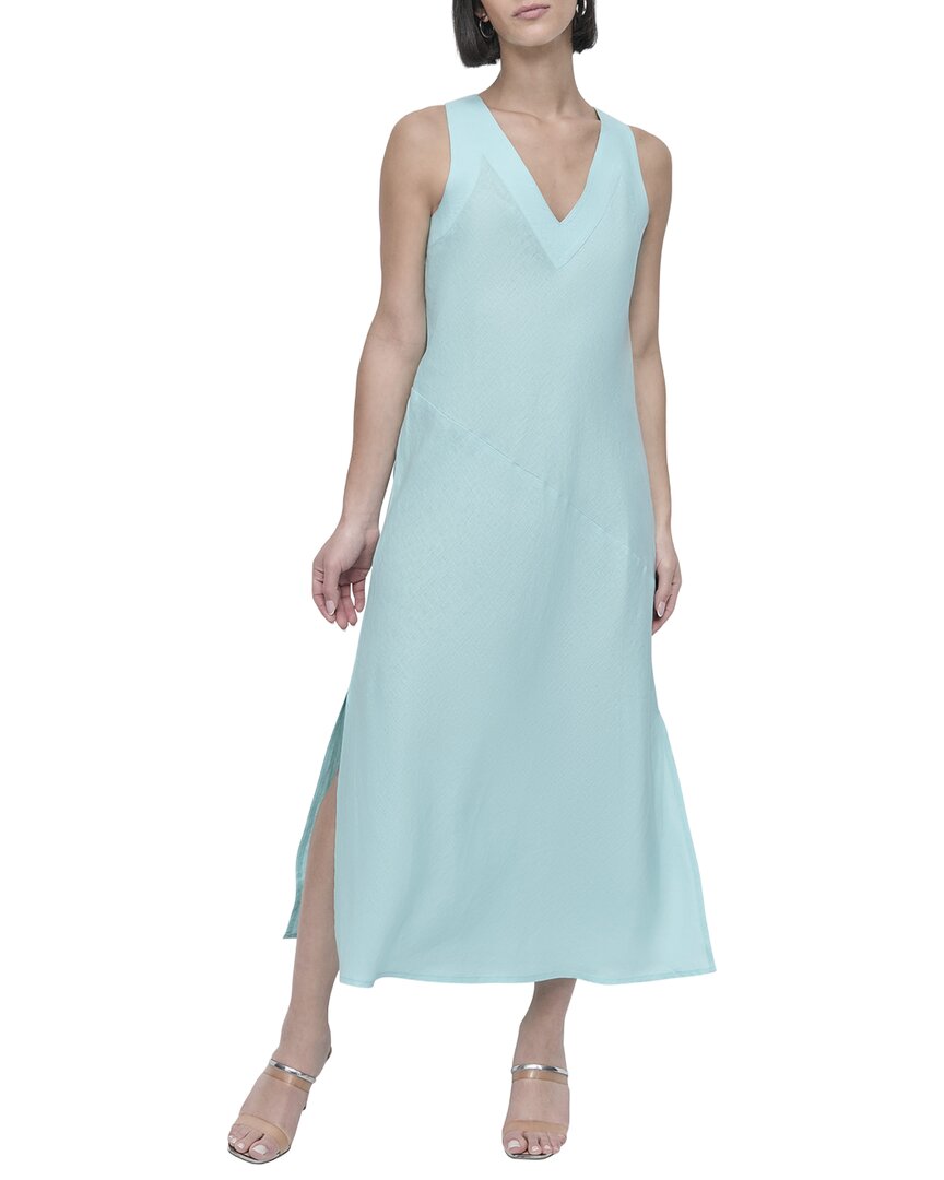 Dkny V-Neck Panel Linen Dress
