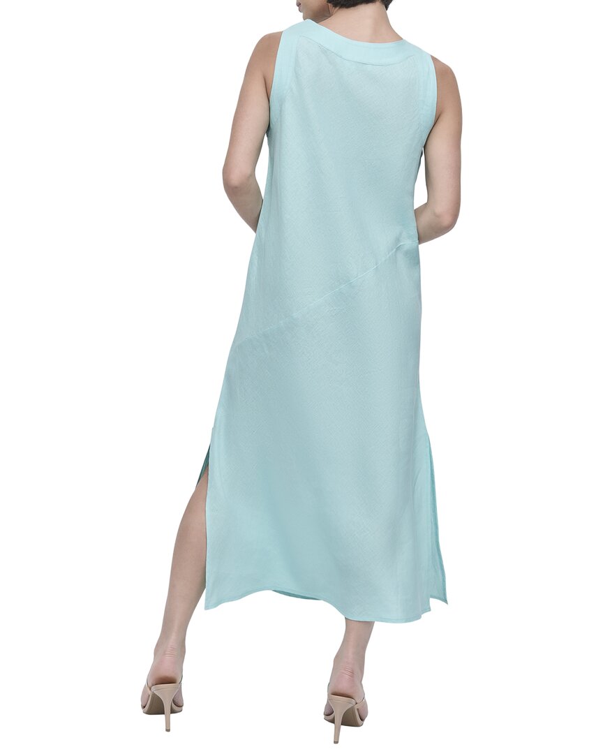 Dkny V-Neck Panel Linen Dress