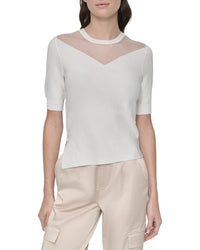 Dkny Sheer Square Neck Top