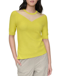 Dkny Sheer Neck Top