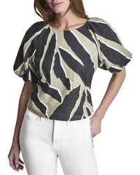 Dkny Puff Sleeve Printed Top