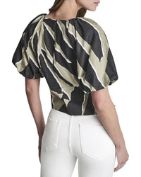 Dkny Puff Sleeve Printed Top