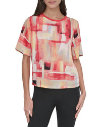 Dkny Crew Neck Print Top