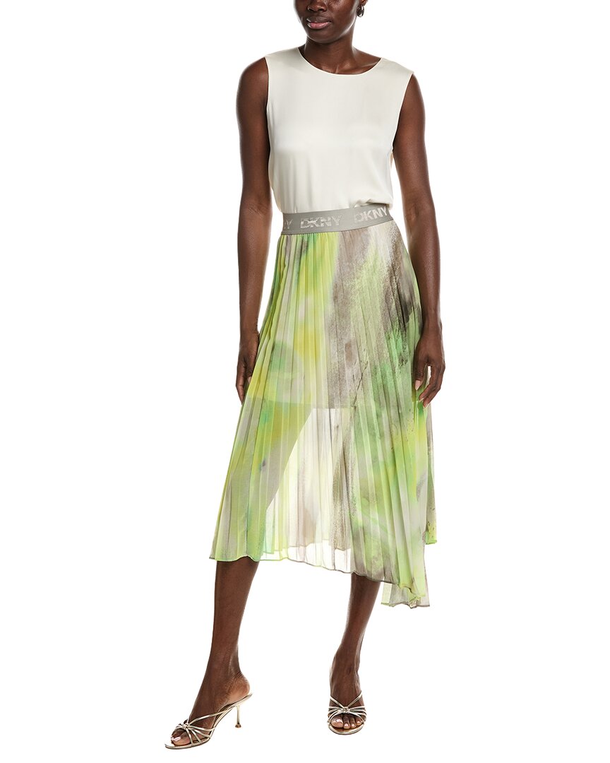 Dkny Asymmetrical Print Chiffon Midi Skirt