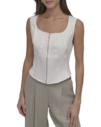 Dkny Zip Front Seamed Vest Top