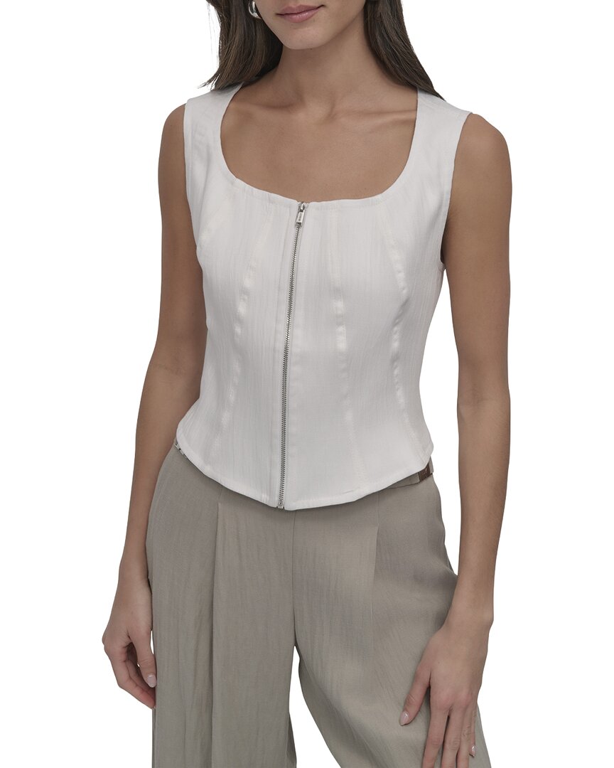 Dkny Zip Front Seamed Vest Top