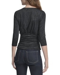 Dkny 3/4 Sleeve Zip Front Top