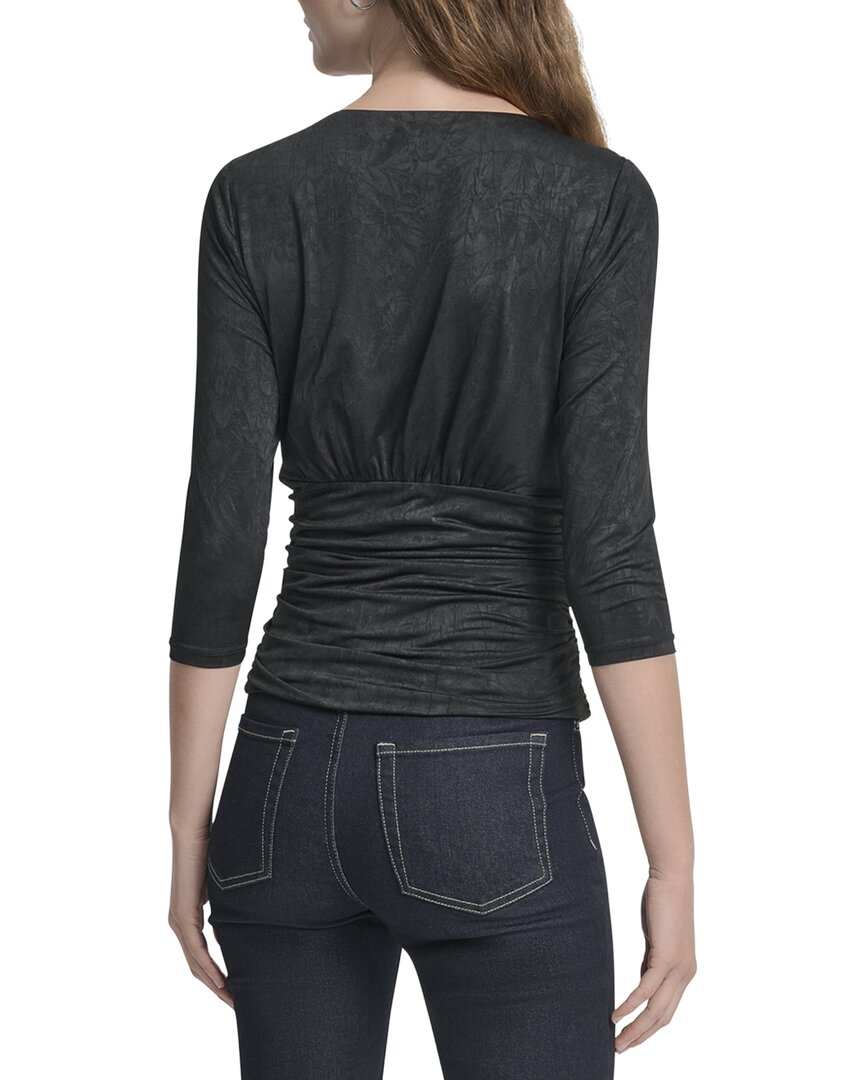 Dkny 3/4 Sleeve Zip Front Top