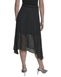 Dkny Chiffon Studded Linen Midi Skirt