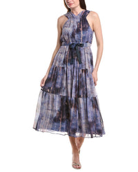 Dkny Pleated Chiffon Tie Dress